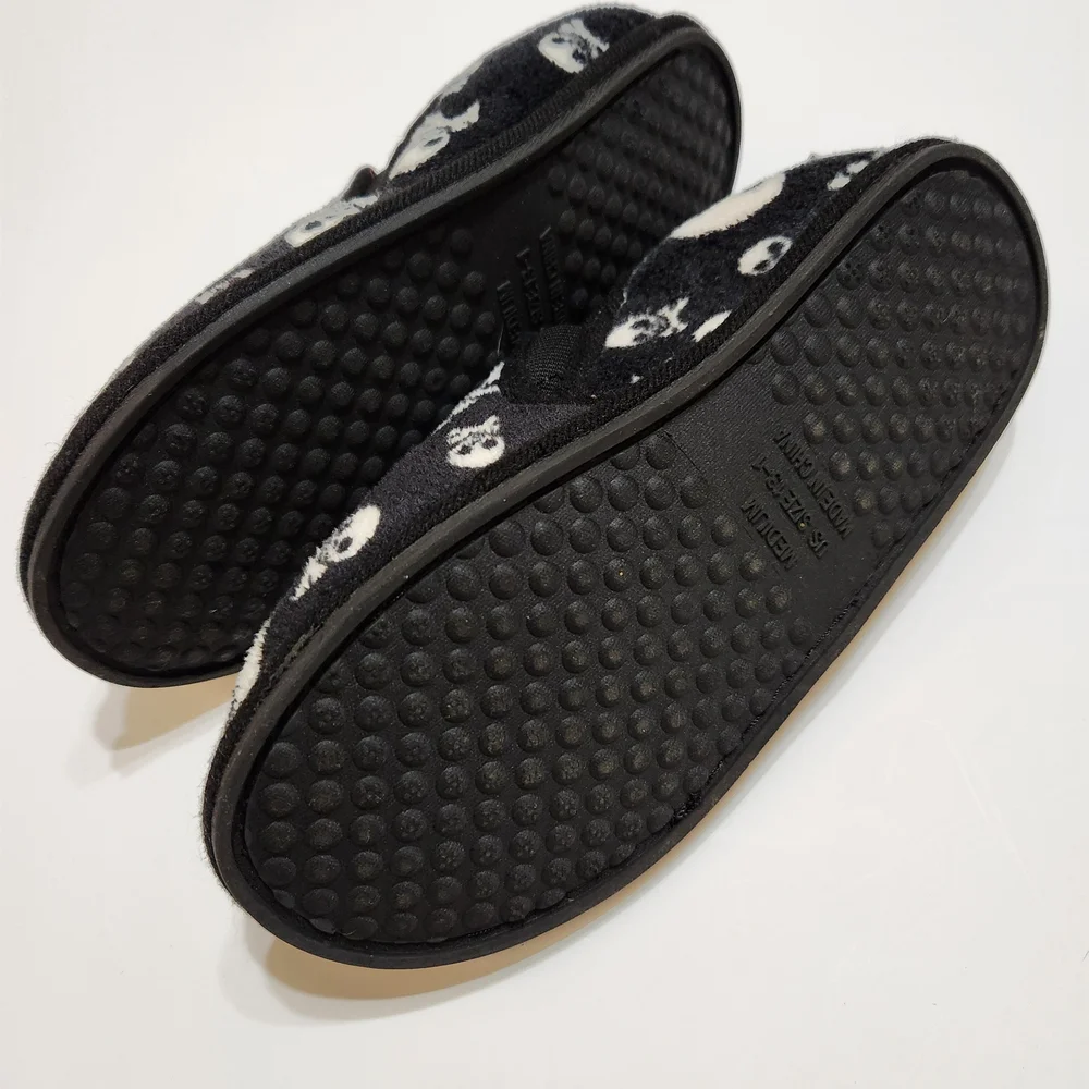 Boys Black and White Kids Skull Slippers
